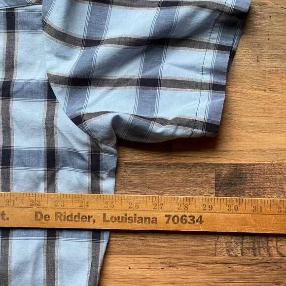 Wrangler Pearl Snap Shirt Mens XL Blue Plaid Western Short Sleeve Cowboy Rodeo - Picture 5 of 8